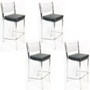 Ver imagem 1 de Kit 4 Banquetas EMPILHÁVEL cromada Altura 65cm assento preto - Poltronas do Sul