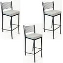 Ver imagem 1 de Kit 3 Banquetas EMPILHÁVEL Preta Altura 65cm assento Linho - Poltronas do Sul
