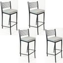 Ver imagem 1 de Kit 4 Banquetas EMPILHÁVEL Preta Altura 65cm assento Linho - Poltronas do Sul
