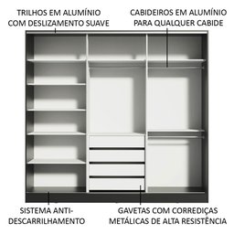 Guarda Roupa Casal 100% Mdf Madesa Royale 3 Portas de Correr - 7