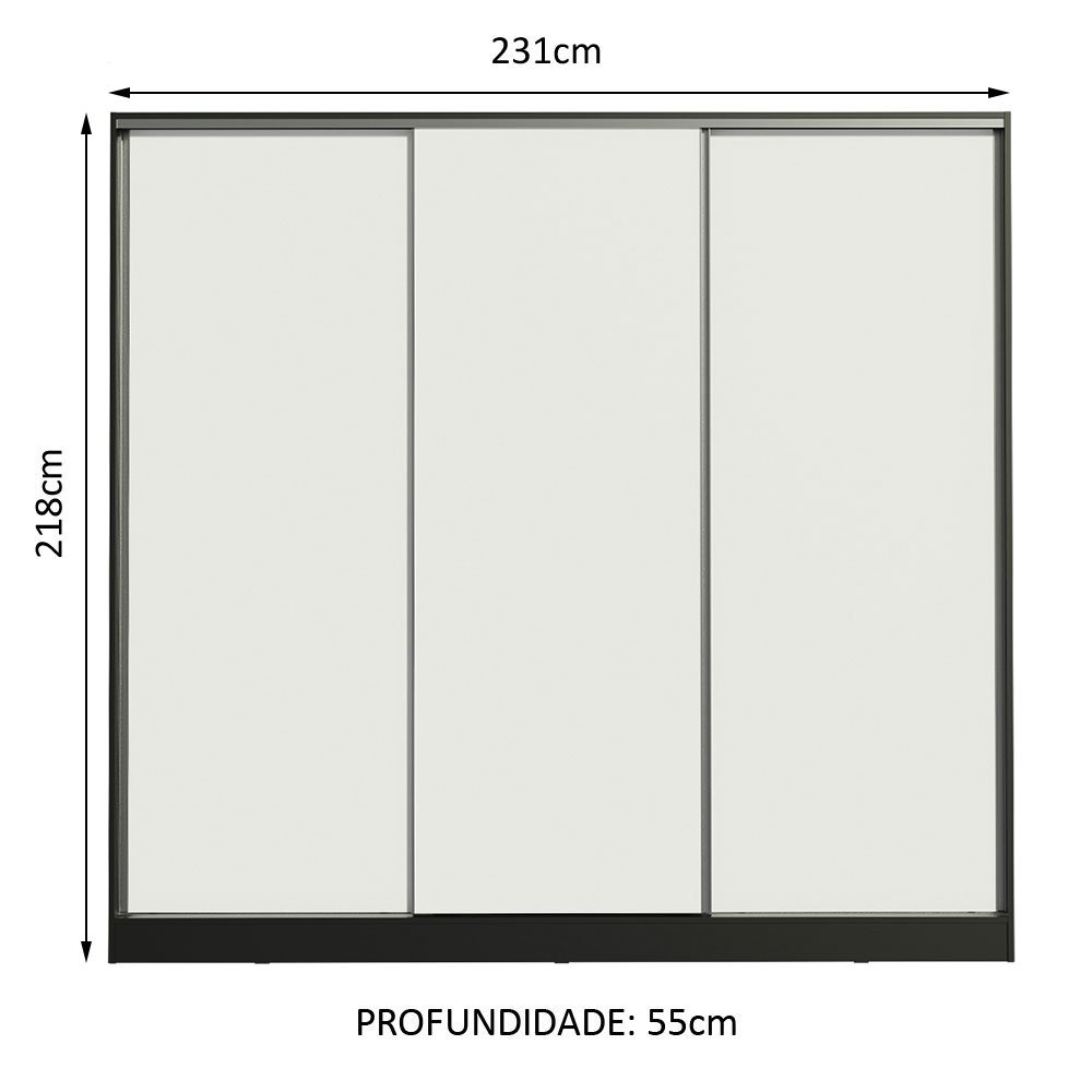 Guarda Roupa Casal 100% Mdf Madesa Royale 3 Portas de Correr - 5