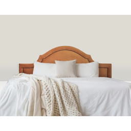 Cabeceira Casal Curva Luxo Estofada com Tachas 140x60 - Suede Terracota - Tachas Fume - 1
