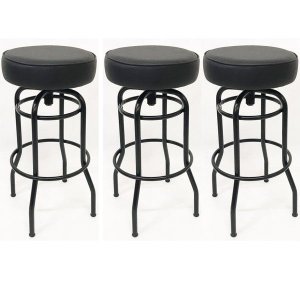 Kit 3 Banquetas Bar Alta Giratória Preta Assento Preto - Poltronas do Sul