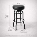 Ver imagem 5 de Kit 3 Banquetas Bar Altura 74cm Giratória Cozinha Gourmet Preta Assento Preto