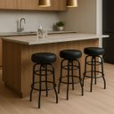 Ver imagem 1 de Kit 3 Banquetas Bar Altura 74cm Giratória Cozinha Gourmet Preta Assento Preto