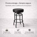 Ver imagem 6 de Kit 3 Banquetas Bar Altura 74cm Giratória Cozinha Gourmet Preta Assento Preto