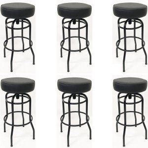 Kit 6 Banquetas Bar Alta Giratória Preta Assento Preto - Poltronas do Sul
