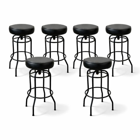 Kit 6 Banquetas Bar Altura 74cm Giratória Cozinha Gourmet Preta Assento Preto
