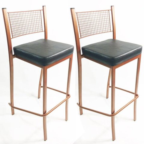 Kit 2 Banquetas EMPILHÁVEL Cobre Altura 65cm assento preto - Poltronas do Sul