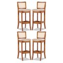 Ver imagem 1 de Kit 4 Banquetas Alta Portugal com Encosto em Rattan Estofado Linho Bege M58 RMI