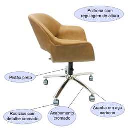 Poltrona Escritório Eduarda com Regulagem de Altura - Poltronas do Sul - 3