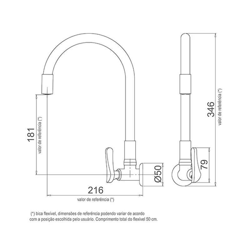 Torneira para Parede Flex Vermelho 1178 R 27 Lorenzetti - 4