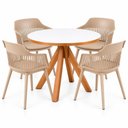 Ver imagem 5 de Conjunto Mesa Dallas Redonda 90cm 4 Cadeiras Marcela Nude Bege Tampo MDF Laqueado Decoreshop