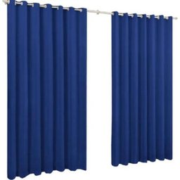 Cortina De Microfibra 6,00X2,80 Azul Ilhós Cromado - 1