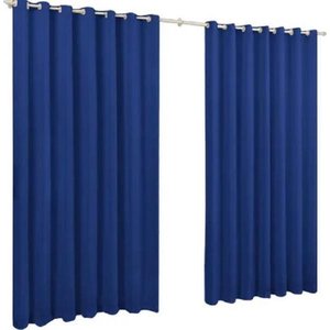 Cortina De Microfibra 6,00X2,80 Azul Ilhós Cromado
