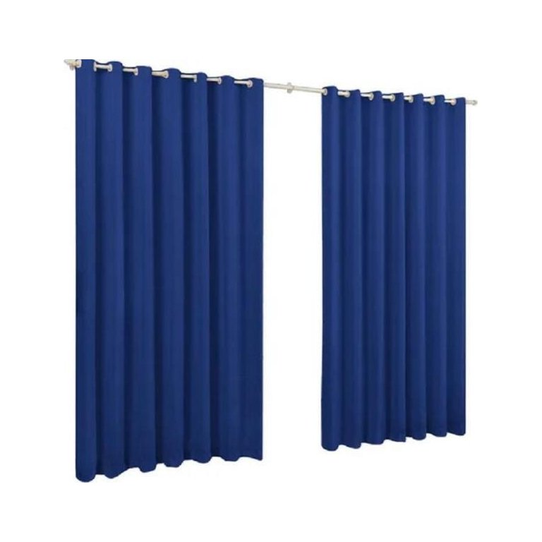 Cortina De Microfibra 6,00X2,80 Azul Ilhós Cromado