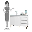 Ver imagem 5 de Balcão Gabinete de Pia sem Tampo 119cm Karen 2 Portas 3 Gavetas P14 Branco - Mpozenato