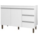 Ver imagem 1 de Balcão Gabinete de Pia sem Tampo 119cm Karen 2 Portas 3 Gavetas P14 Branco - Mpozenato