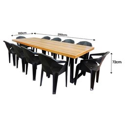Jogo Mesa Industrial Diamond 2,50m 10 Cadeiras Área Gourmet - 4