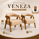 Ver imagem 5 de Kit 2 Poltronas Decorativa Veneza Tecido em Corino:Bege