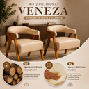 Ver imagem 4 de Kit 2 Poltronas Decorativa Veneza Tecido em Corino:Bege