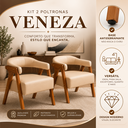 Ver imagem 3 de Kit 2 Poltronas Decorativa Veneza Tecido em Corino:Bege