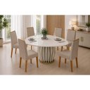 Ver imagem 1 de Mesa Sala Jantar Tokyo+6 Cadeiras Nara Bege DJ Móveis