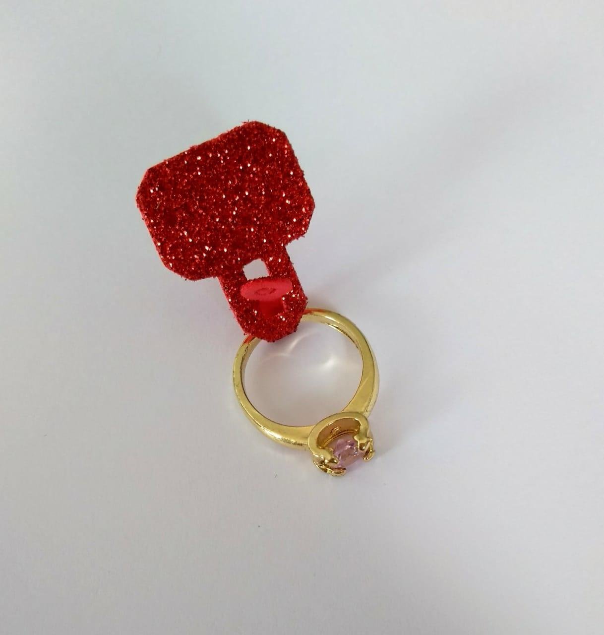 Kit 100 Etiquetas Para Anel Tag Jóia Glitter Vermelho - 2