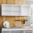 Ver imagem 3 de Armário Aéreo 150cm 3 Portas Argélia Branco/Castanho - Lumil