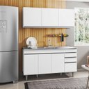 Ver imagem 1 de Armário Aéreo Argélia e Balcão Gabinete com Pia Inox Marrocos 150cm Branco - Lumil