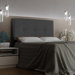 Cabeceira Cama Box Casal 140cm D10 Ametista Suede Cinza - Mpozenato - 2