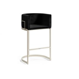 Banqueta Alabama em Estofado Várias Cores Base Aço Preto Tam G - Datelli Design - 1