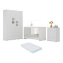 Ver imagem 1 de Quarto de Bebê Completo com Berço 3 em 1 com Colchão Incluso Serena Multimóveis Mp4539 Branco
