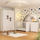 Ver imagem 2 de Quarto de Bebê Completo com Berço 3 em 1 com Colchão Incluso Serena Multimóveis Mp4539 Branco