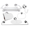 Kit Acessórios Banheiro C/ Porta Shampoo Inox Branco 6 Peças - 1