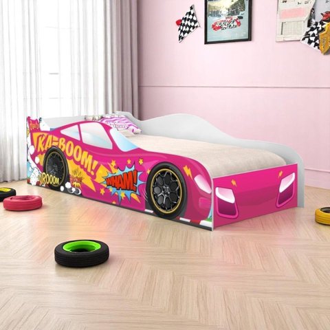 Cama Carro Kaboom Rosa Solteiro