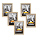 Ver imagem 1 de Kit 5 Molduras Porta Retrato Bege Marmorizado 10x15 A6 com Vidro Sala Quarto