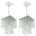 Ver imagem 1 de Kit 2 Lustre Pendente De Cristal Acrílico Marrycriic Branco