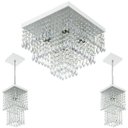 Ver imagem 1 de Kit 1 Lustre Cristal Acrilico Sweet 2 Pendentes Spark Branco