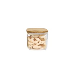 Pote de Vidro com Tampa de Bambu Quadrado - Oikos - 2