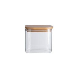 Pote de Vidro com Tampa de Bambu Quadrado - Oikos - 1