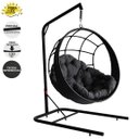 Ver imagem 2 de Balanço Suspenso Ninho Preto, Fibra sintética, Almofada Cinza, Mola, Mosquetão, Suporte