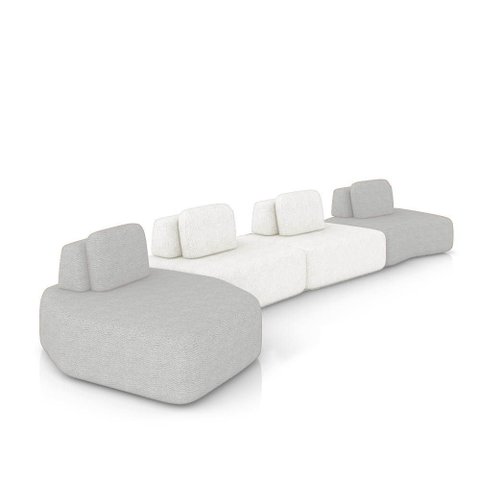 Sofá 4 Lugares Orgânico com Chaise e 3 Módulos Berlim bouclê Cz K01 - D’Rossi