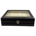 Ver imagem 1 de Estojo para 12 Relógios com Vidro Preto com Interno Aveludado Gelo Caixa Maleta Porta Relógio