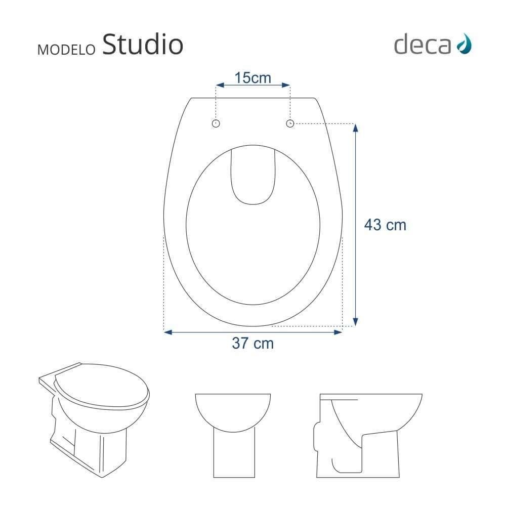 Assento Sanitário Poliester Studio Creme (bege) para Bacia Deca - 5