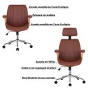 Ver imagem 3 de Kit 4 Cadeiras de Escritório Juliette Diretor e 1 Presidente Giratórias Marron