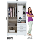 Ver imagem 3 de Guarda Roupas Solteiro com 2 Portas 3 Gavetas com Espelho B64 Branco - Briz Móveis