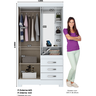 Guarda Roupas Solteiro com 2 Portas 3 Gavetas com Espelho B64 Branco - Briz Móveis - 3