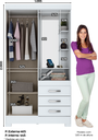 Ver imagem 3 de Guarda Roupas Solteiro com 2 Portas 3 Gavetas com Espelho B64 Branco - Briz Móveis