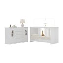 Ver imagem 2 de Berço 3 em 1 para Colchão 130x60cm com Cômoda 2 Portas 4 Gavetas Liz Multimóveis Mp4765 Branco